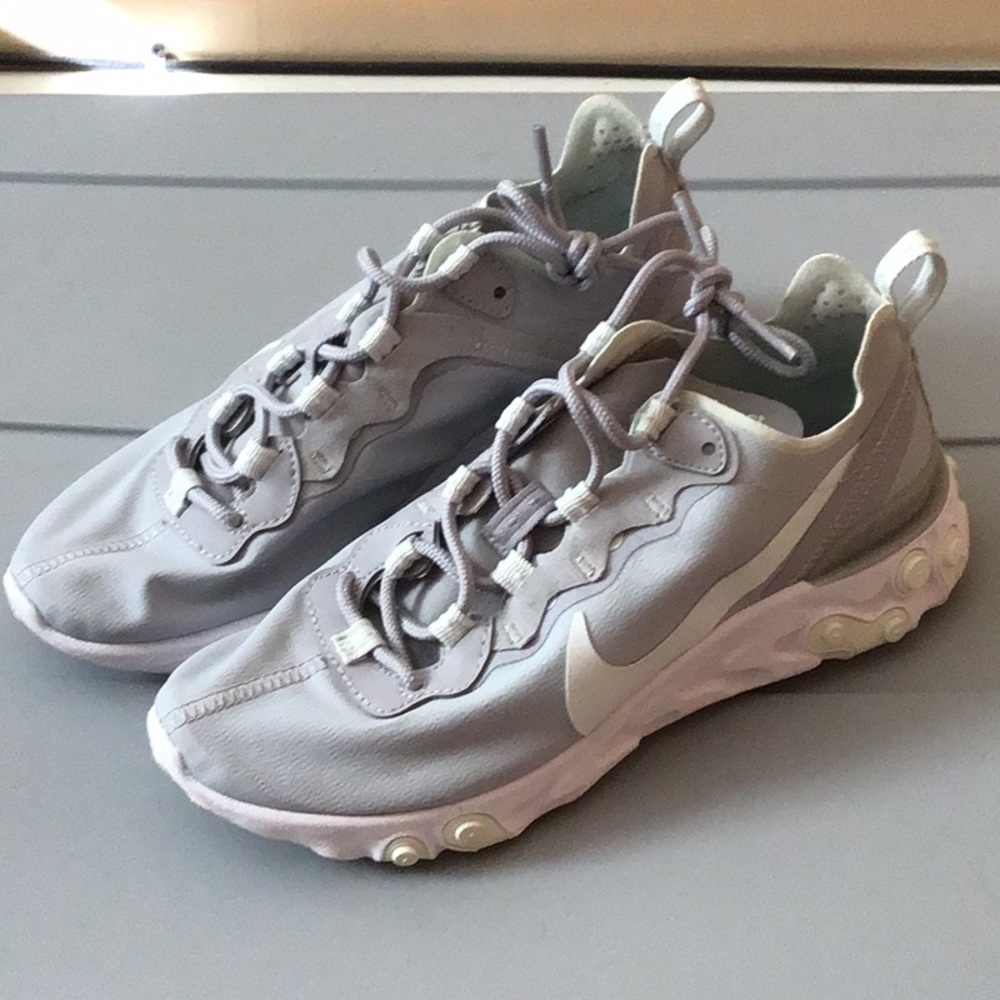 Nike React Element Light Gray Sage Green Sneakers - image 1